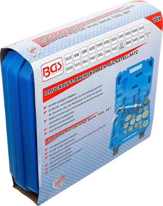 Actual product image BGS Brake Piston Reset Tool Set pneumatic 16 pcs. (Rear brake, Brake kit, 16)