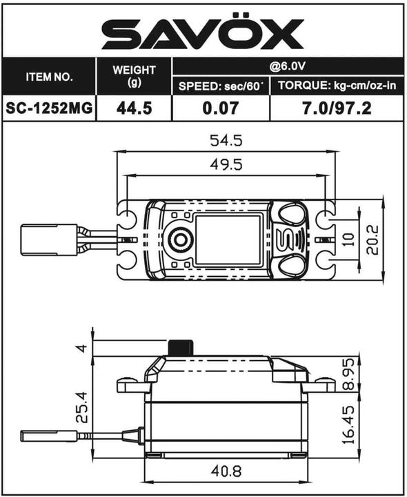 Actual product image Savöx Servo SC-1252MG Digital