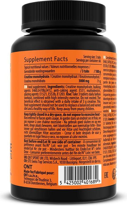 Image du produit QNT Creatine Monohydrate (200 pièce(s), Cachets, 274 g)