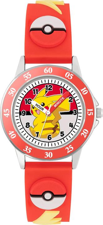 Disney Peers Hardy Pokemon Kids Time Teacher Red 3D Silicone Strap Learn to Tell The Time Watch POK9074 (Analoguhr)