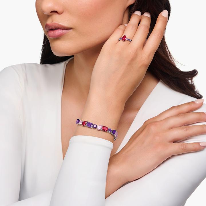 Produktbild Thomas Sabo Tennisarmband mit bunten Steinen in drei Schliffarten Silber (19 cm, 925er Silber)