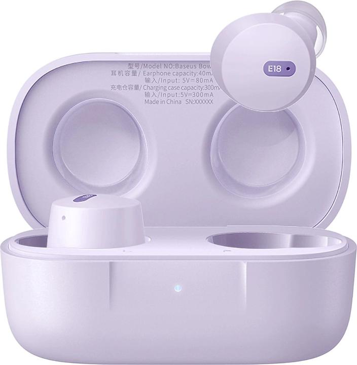 Actual product image Baseus Bowie E18 wireless TWS ENC IPX4 headphones - purple (25 h, Wireless)