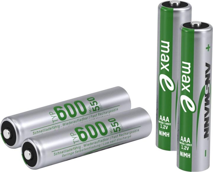 Produktbild Ansmann NiMH-maxE-1.2V-AAA600-green-bl4 (4 Stk., AAA, 550 mAh)