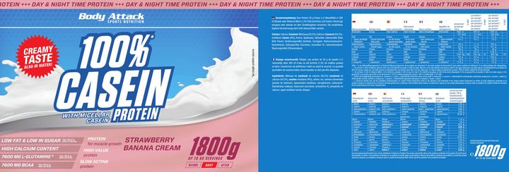 Actual product image Body Attack 100 % Casein Protein (1800g can) (Vanilla, 1 pcs., 1800 g)