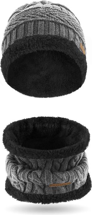 Produktbild Normani Kebili Winterset mit Fell Grau/Schwarz (One Size)