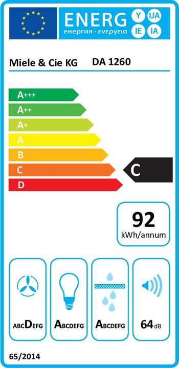 Energie-Label Miele Unterbauhaube mit energiesparender LED-Beleuchtung und Schiebeschalter für einfache Bedienung. (Unterbauhaube)