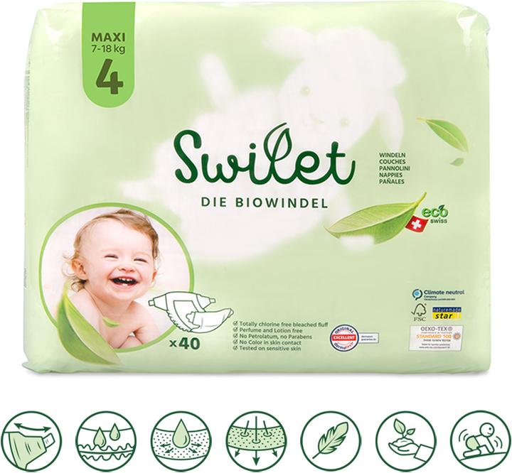 Produktbild Swilet Die Bio-Windel (Gr. 4, Tragepack, 40 Stück)