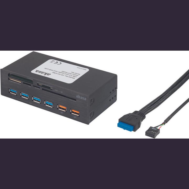 Actual product image Akasa Interconnect Ex Internal 5-Port Card Reader incl. USB 3.0 Hub (4-pin Molex, USB 2.0, USB 3.0)