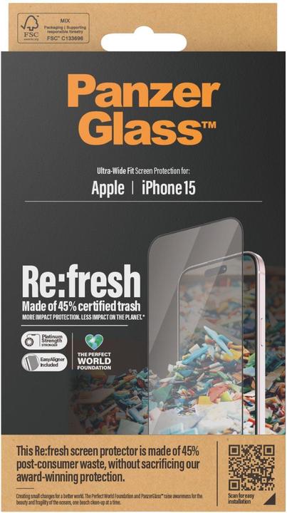 Immagine prodotto PanzerGlass Re:fresh (1 Pezzo/i, Apple iPhone 15)