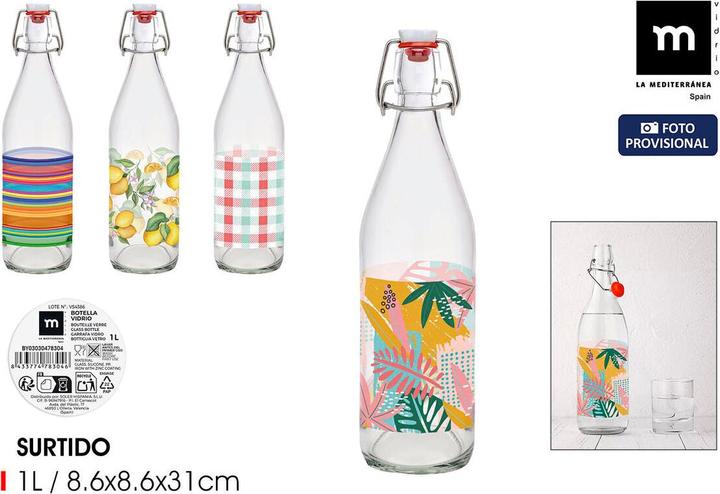 Produktbild La Mer Glas-Flasche Glas 1 L (12 Stück) (1 l, 12 x)