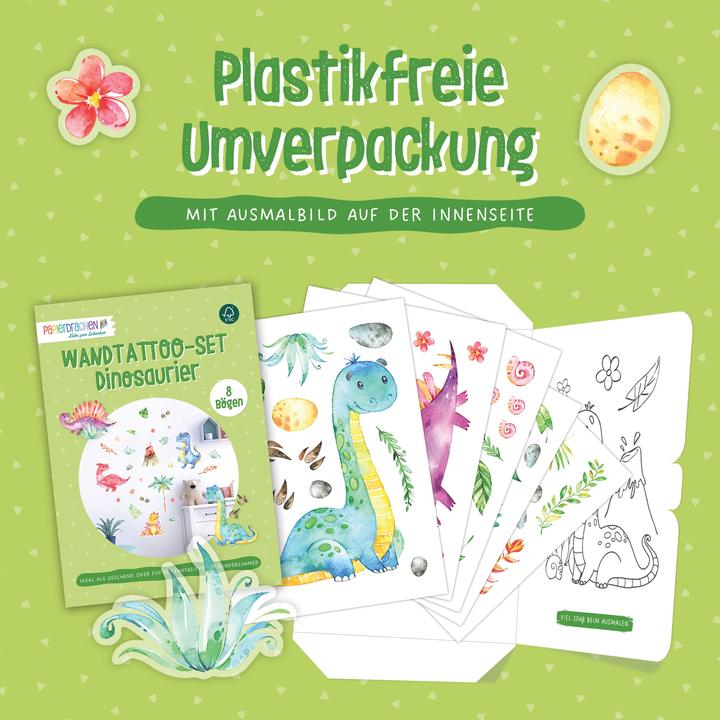 Immagine prodotto Papierdrachen Tatuaggi da parete - Dinosauri - Set 5 (2 x 22 x 32 cm)