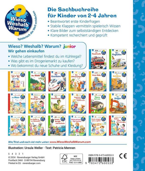 Produktbild Ravensburger Wieso? Weshalb? Warum? junior, Band 50: Wir gehen einkaufen (Deutsch, Patricia Mennen, Ursula Weller, 2024)