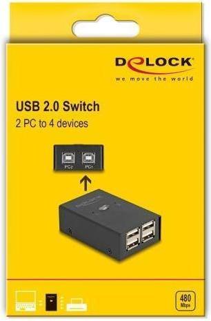 Produktbild Delock USB 2.0 Switch für 2 PC an 4 Geräte