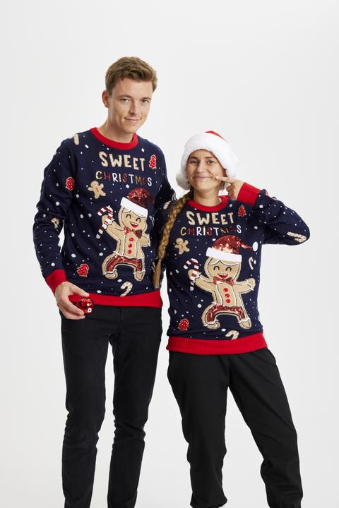 Actual product image Christmas Sweats Cute Cookie Man LED Sweater (M)
