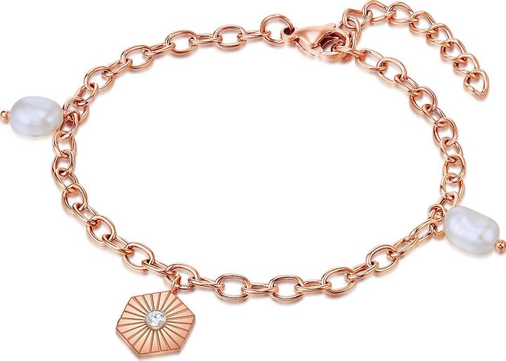 Image du produit Valero Pearls Femmes Acier inoxydable Preciosa Perle d'eau douce de culture or rose 17,0 cm Longueur de base + (17 cm, Acier inoxydable)