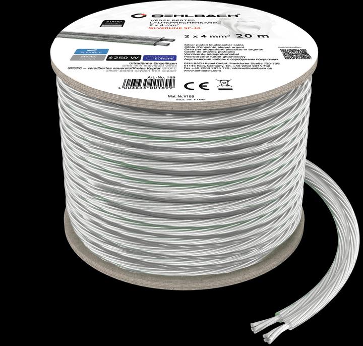 Image du produit Oehlbach D1C341 Câble de haut-parleur 2 x 4mm² Transparent 1p. (6 m, 4 mm²² mm)