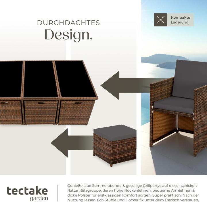 Actual product image tectake Rattan garden furniture set New York with protective cover, variant 2 (178 cm)