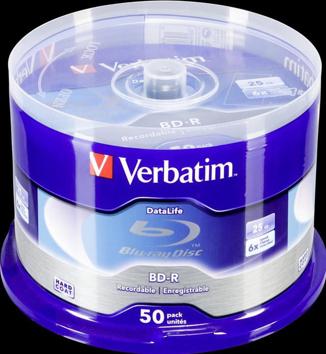 Immagine prodotto Verbatim 1x50 BD-R Blu-Ray 25GB 6x velocità Datalife No-ID Cakebox 6x Speed Datalife (50 x)