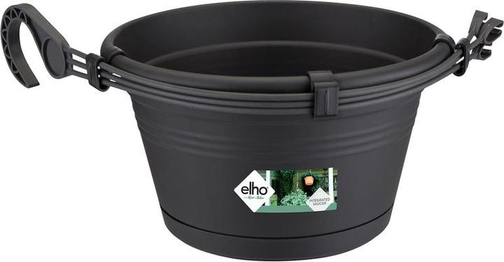 Actual product image Elho Potting Shed Set Green Basics plastic Ø 28 H 18 cm black incl. holder and saucer (29 cm)