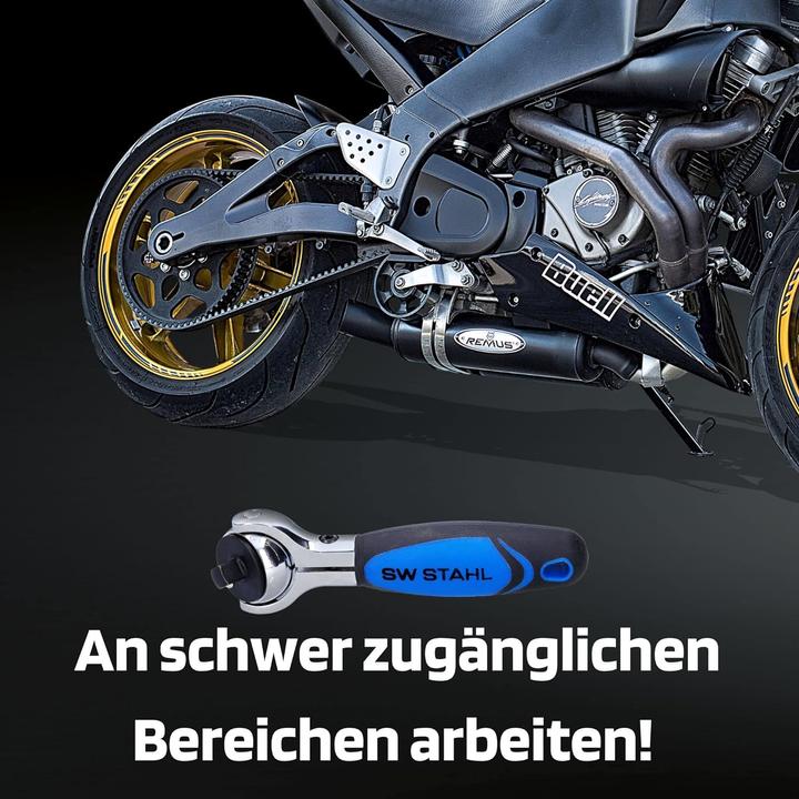 Produktbild SW-Stahl 05715L Umschaltknarre 1/4 Zoll I 270 Grad Schwenkkopf I Mini Ratsche I feinverzahnt mit 72 (1/4")