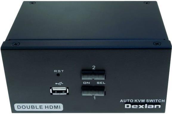 Produktbild Dexlan 2-Port Dual-Monitor KVM Switch, HDMI 4K/ USB 2.0