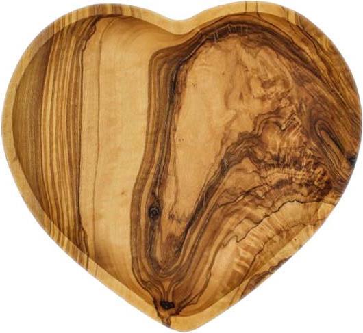 Natura Punto Herzförmige Schale, Olivenholz, schönes Holzmuster, 20 x 21 x 2,5cm