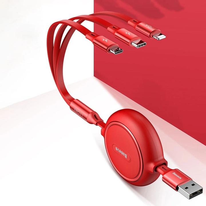 Actual product image Baseus 3in1 extendable cable (1.20 m, USB 3.2 Gen 1)
