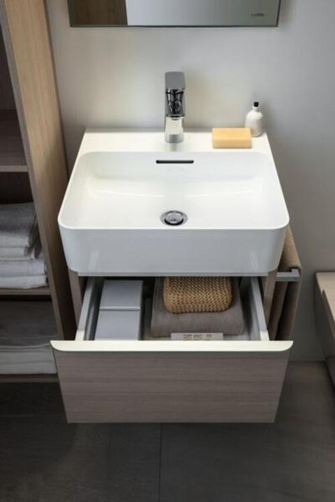 Actual product image Laufen VAL washbasin, undermount, 1 tap hole, with overflow, 600x420mm, H810283 (640 mm, 518 mm)