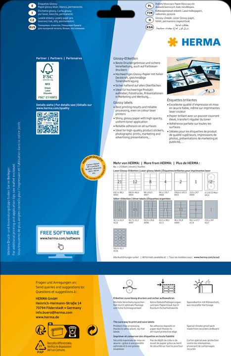 Image du produit HERMA Étiquettes brillantes A4