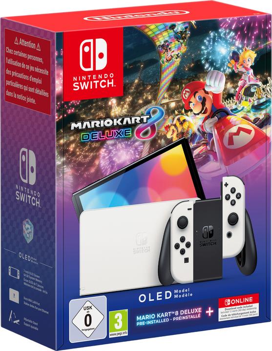Nintendo Switch modello OLED (bianco) - Mario Kart 8 Deluxe + abbonamento a Switch Online (12 mesi)
