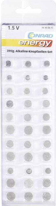 Produktbild Conrad energy 39tlg. Alkaline-Knopfzellen-Set (39 Stk., LR41, LR754, LR9, LR621)