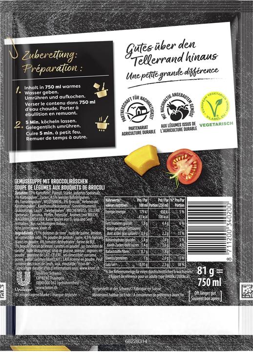 Image du produit Knorr Soupe de légumes Suprême aux bouquets de brocolis, sachet de soupe aux brocolis, facile à préparer
