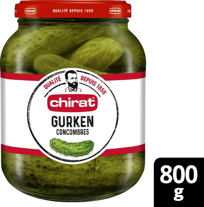 Actual product image Chirat Vinegar gherkins, pickles ideal for raclette, fondue, aperitifs, cold platters, grilling & snacks (800 g)