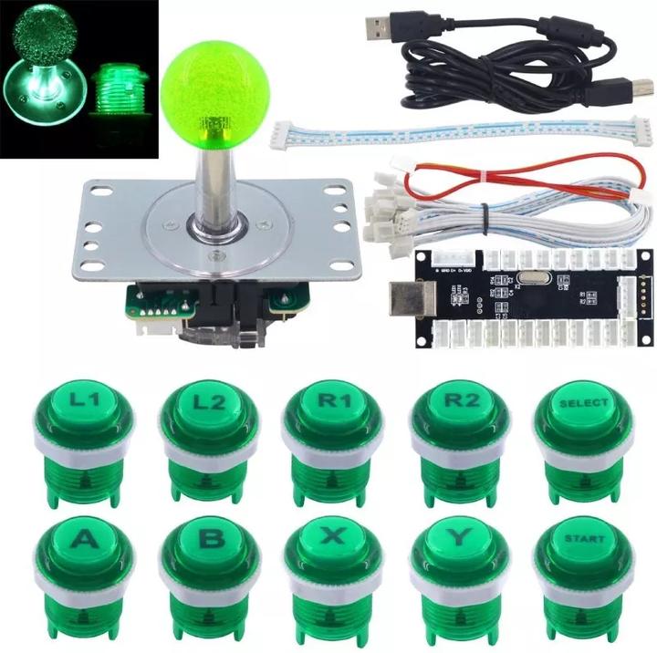 Actual product image NoName LED backlit arcade buttons and joystick kit - Green