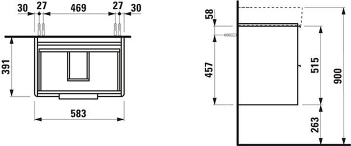Immagine prodotto Laufen Base per mobiletto Val, 2 cassetti, per WT H810283, 585x390 mm, H402252110 (58,5 x 63,5 x 57 cm)