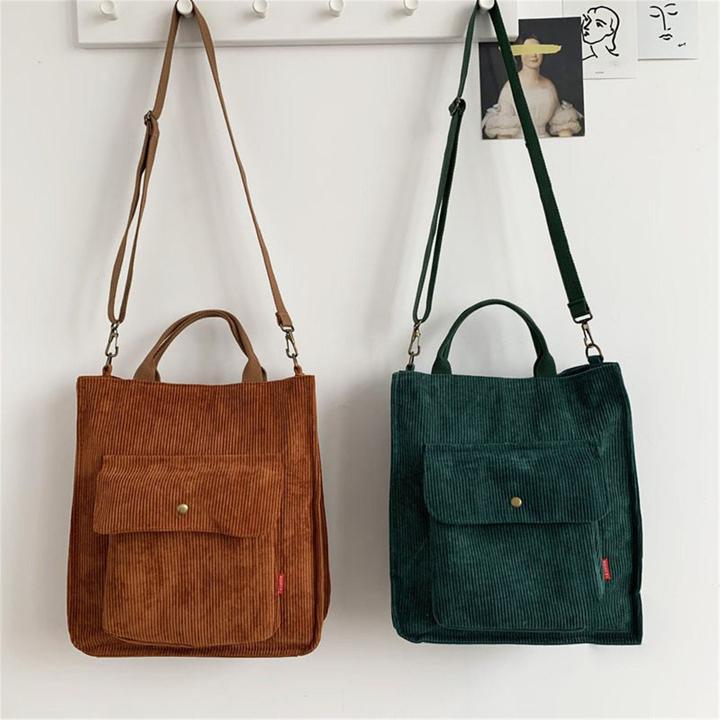 Immagine prodotto Only-Bags.Store Borsa tote in velluto a coste con chiusura magnetica, borsa tote retrò, borsa tote minimalista