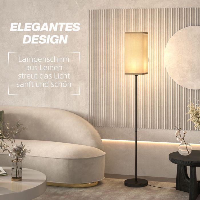Image du produit Swisshandel24 Moderne Stehlampe mit Kunstleinen-Schirm, Fussschalter, für Wohnzimmer Schwarz (E27)