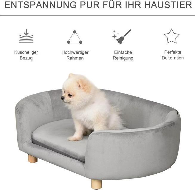 Immagine prodotto Swisshandel24 Divano per animali domestici divano per cani con gamba in velluto olandese in schiuma di betulla (Gatto, Cane)