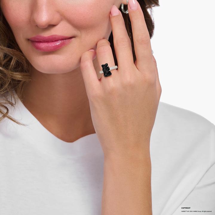 Produktbild Thomas Sabo Ring mit schwarzem Goldbären und Steinen (56, 925 Silber)