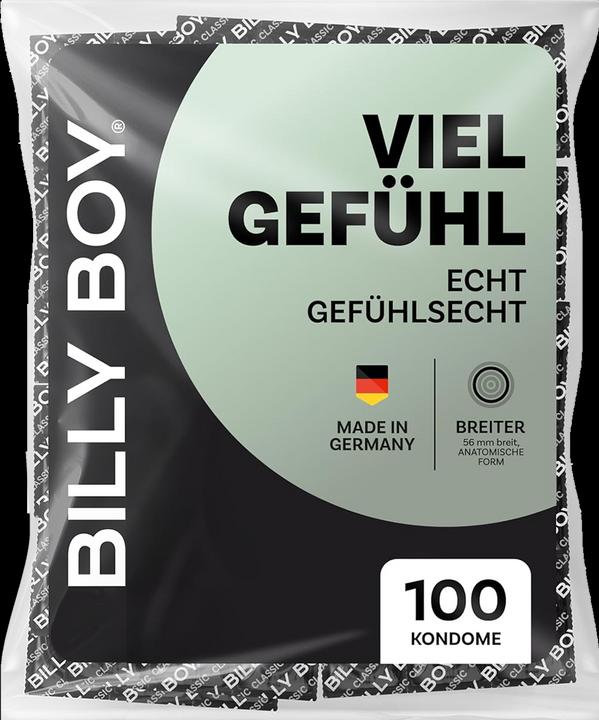 Billyboy Billy Boy «Viel Gefühl» Kondome – 100 Stück, anatomisch, befeuchtet, 56 mm, vegan, nachhaltig (100 Stk.)