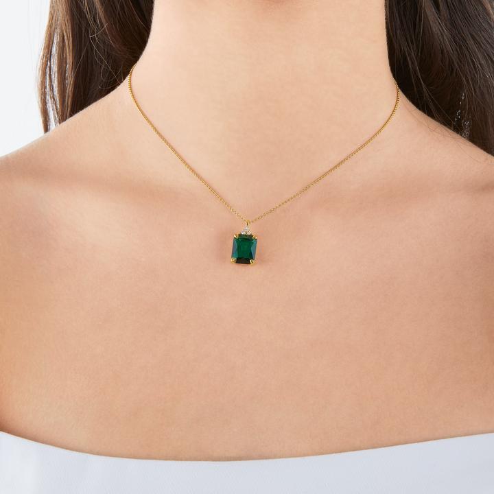 Actual product image Thomas Sabo Necklace Green Stone Gold (925 sterling silver, 750 yellow gold gilding, 40 - 45 cm)