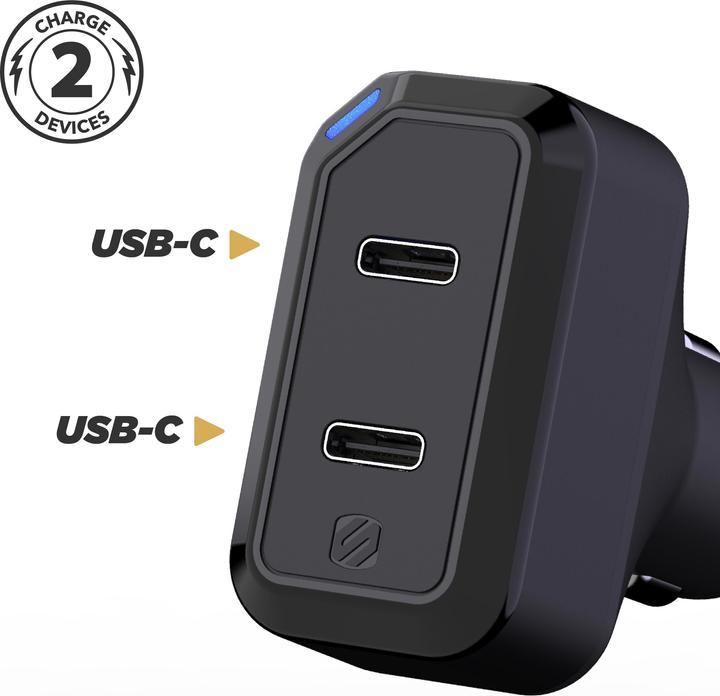 Productafbeelding Scosche Dubbele USB-C autolader zwart