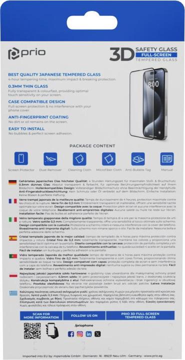Image du produit prio Protection d'écran en verre blindé 3D (1 pièce(s), Apple iPhone 16e)