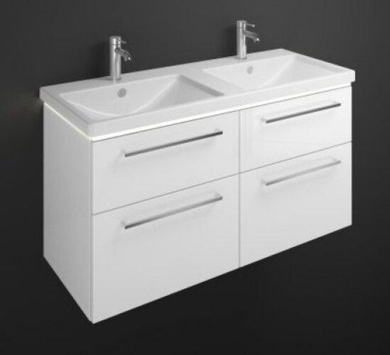 Image du produit burgbad Eqio double lavabo en céramique avec meuble sous-lavabo et vasque à éclairage LED, largeu