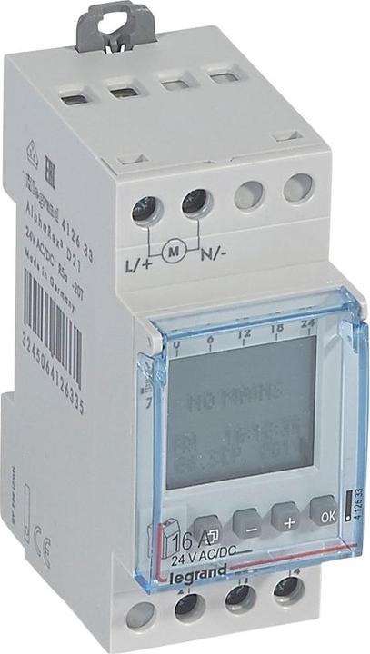 Legrand LEG 412633 AlphaRex D21 24V AC Weekly time switch, 1K