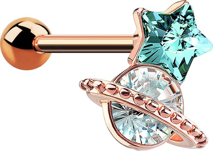 Image du produit Star Piercing Micro Barbell rosegold Sternkristall mit Kristall (Acier chirurgical 316L, Laiton)