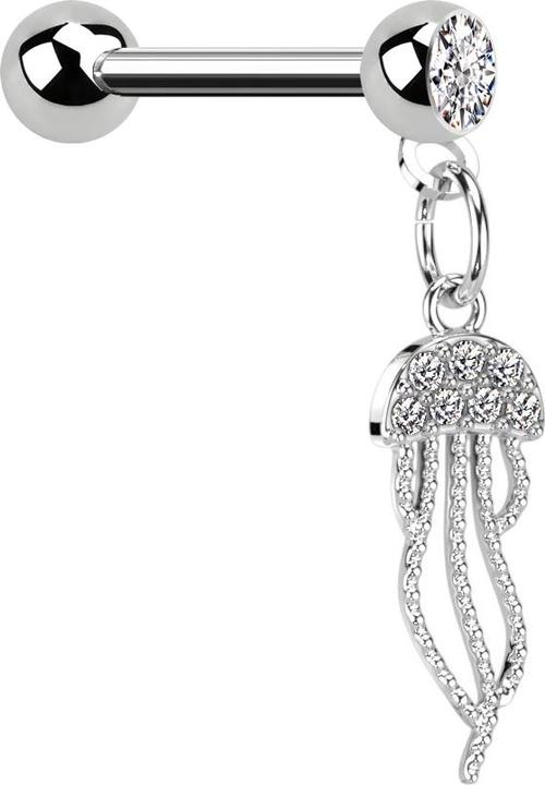Immagine prodotto Star Piercing Micro Barbell silber mit Kugel und Kugel Kristall silber Anhänger Qualle (Acciaio chirurgico 316L, Ottone)