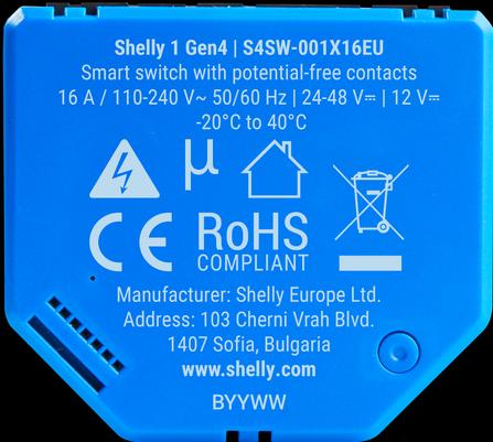 Actual product image Shelly 1 Gen4 (Switch actuator)