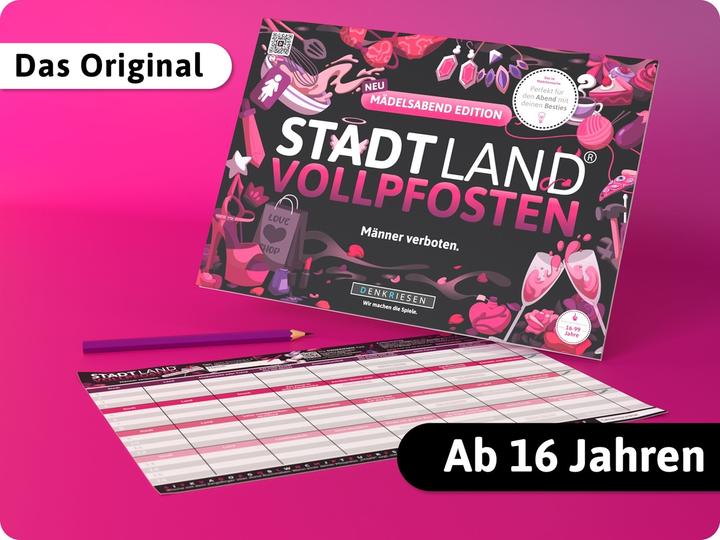 Produktbild Denkriesen STADT LAND VOLLPFOSTEN® A4 - MÄDELSABEND EDTITION - "Männer Verboten" (Deutsch)