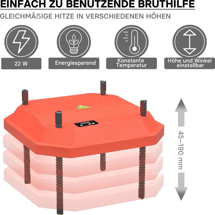 Immagine prodotto Fudajo Piastra riscaldante per l'allevamento dei pulcini 30x30cm con termostato 50W per 20-25 pulcini (50 W)